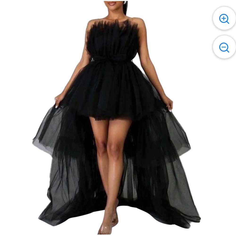 Black high low dress strapless